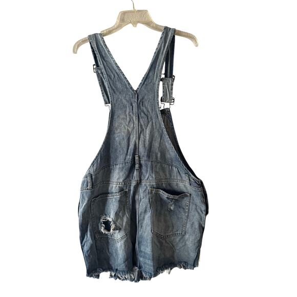 Free People Baxter Jumper Distressed Denim Mini Dress Size Medium - Picture 5 of 8